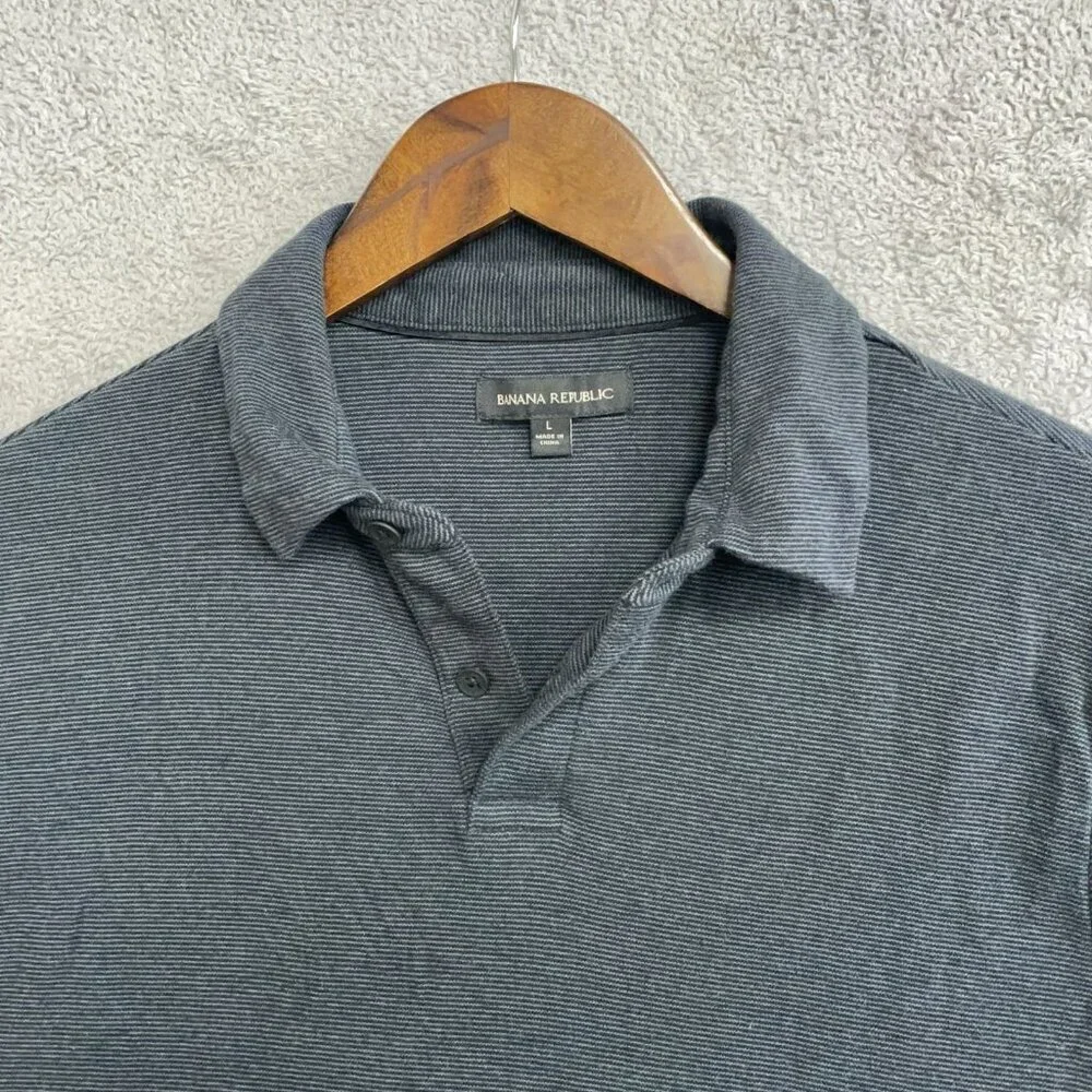 NEW Banana Republic Men's L Gray/ Black Polo Shirt Cotton